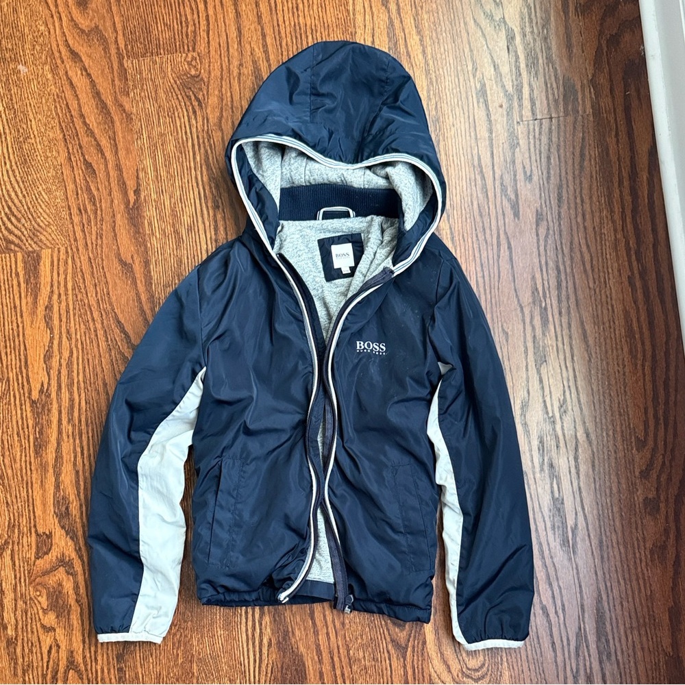 Hugo Boss Kids Navy and Gray Puffer Jacket